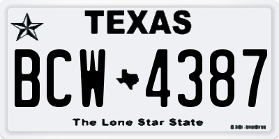 TX license plate BCW4387