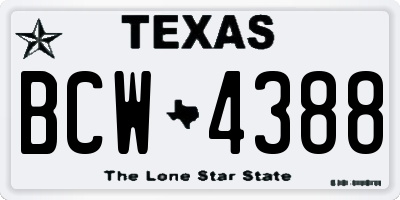 TX license plate BCW4388