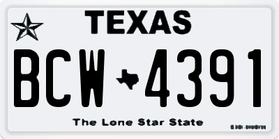 TX license plate BCW4391