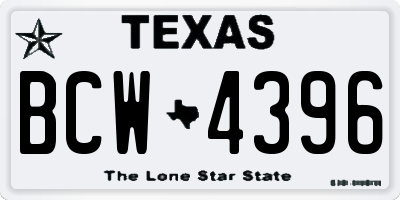 TX license plate BCW4396