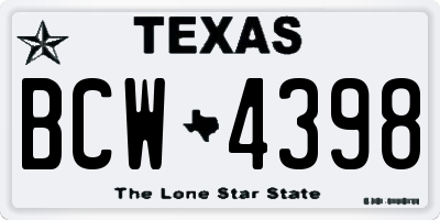 TX license plate BCW4398