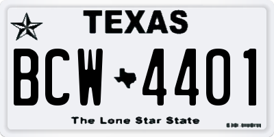 TX license plate BCW4401
