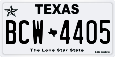 TX license plate BCW4405