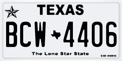 TX license plate BCW4406