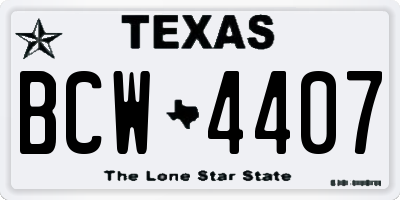 TX license plate BCW4407
