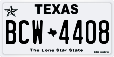 TX license plate BCW4408