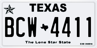 TX license plate BCW4411