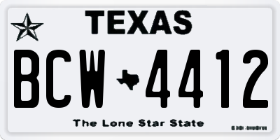 TX license plate BCW4412