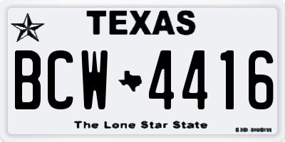 TX license plate BCW4416