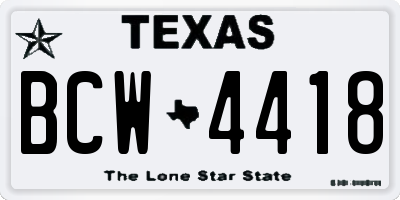TX license plate BCW4418