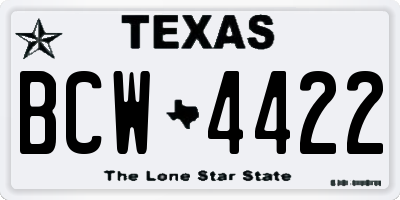 TX license plate BCW4422