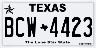 TX license plate BCW4423