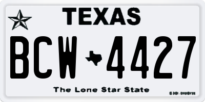 TX license plate BCW4427