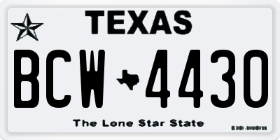 TX license plate BCW4430