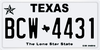 TX license plate BCW4431