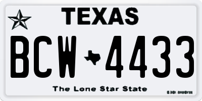 TX license plate BCW4433