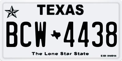 TX license plate BCW4438