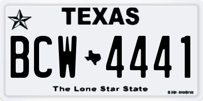 TX license plate BCW4441