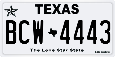 TX license plate BCW4443