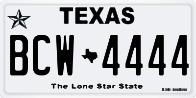 TX license plate BCW4444