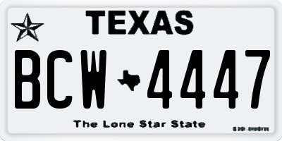 TX license plate BCW4447