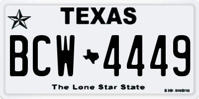 TX license plate BCW4449