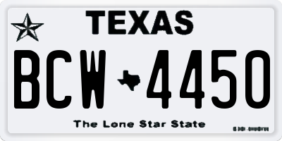 TX license plate BCW4450