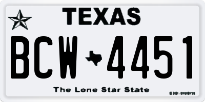 TX license plate BCW4451
