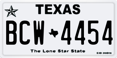 TX license plate BCW4454