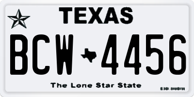 TX license plate BCW4456