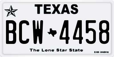 TX license plate BCW4458