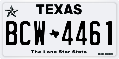 TX license plate BCW4461