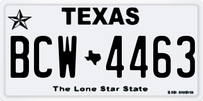 TX license plate BCW4463