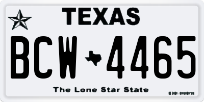 TX license plate BCW4465
