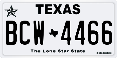 TX license plate BCW4466