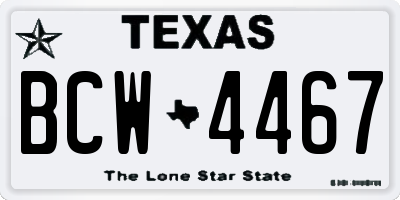 TX license plate BCW4467