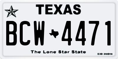 TX license plate BCW4471