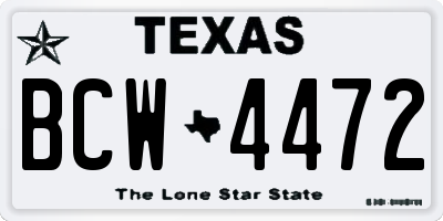 TX license plate BCW4472