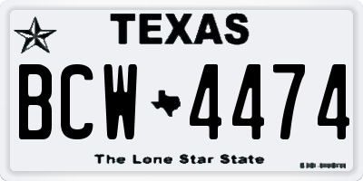 TX license plate BCW4474