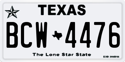 TX license plate BCW4476