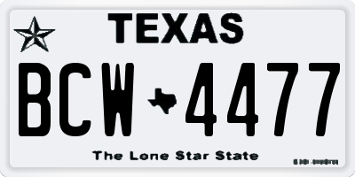 TX license plate BCW4477