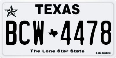 TX license plate BCW4478