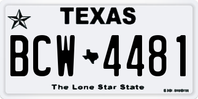 TX license plate BCW4481