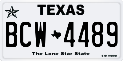 TX license plate BCW4489