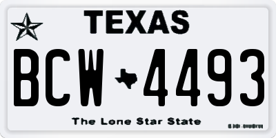 TX license plate BCW4493