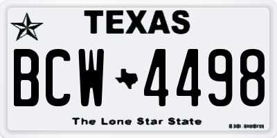 TX license plate BCW4498