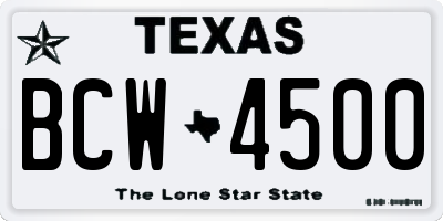 TX license plate BCW4500