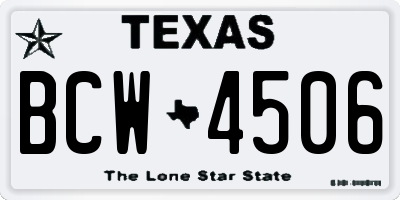 TX license plate BCW4506