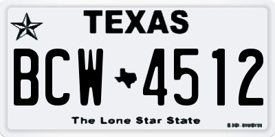 TX license plate BCW4512