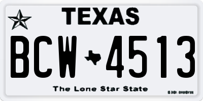 TX license plate BCW4513